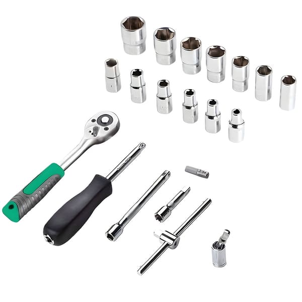150 DELAR Socket Set, Hållbart kromvanadiumstål, 72-tands spärrmekanism, Komplett metrisk och SAE-kit