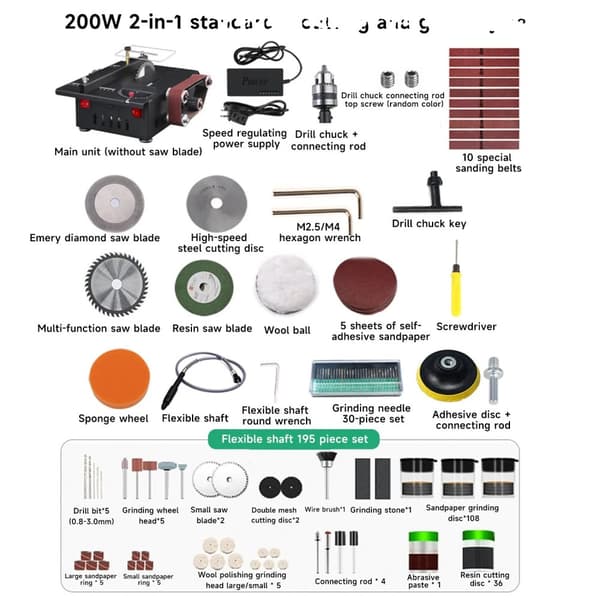 200W effekt, 7 justerbare hastighedsniveauer,Bordsav, EU