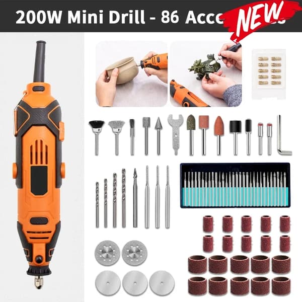 Mini Boremaskine, 200W Effekt, 10000rpm Hastighed,EU, DM202