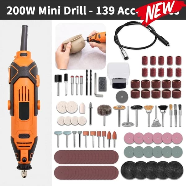 Mini Boremaskine, 200W Effekt, 10000rpm Hastighed,DM189, EU