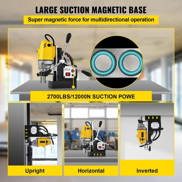 Magnetisk Boremaskine, 1100W Effekt, 1,57" Maksimal Borediameter, 12000 N Magnetisk Kraft