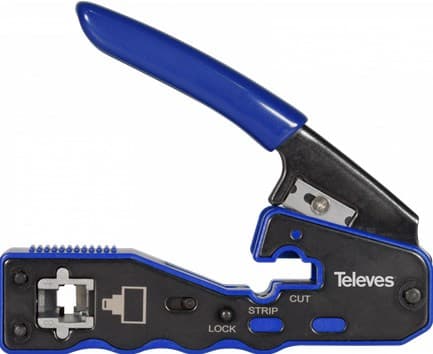 Krympmaskin för RJ45-kontakter med automatisk avskärning Televes 209802