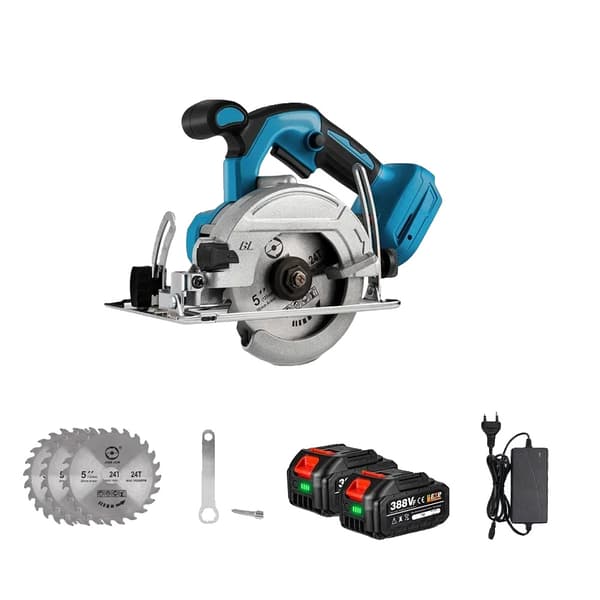 Elektrisk cirkelsåg, borstlös motor, justerbar skärdjup,2-388VF Batteri