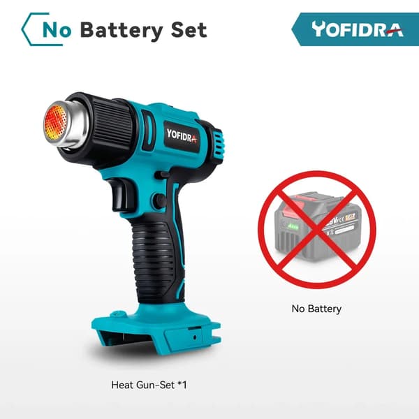 Elektrisk Varmepistol, 2500W Effekt, Trådløs Betjening,0 Tilbehør