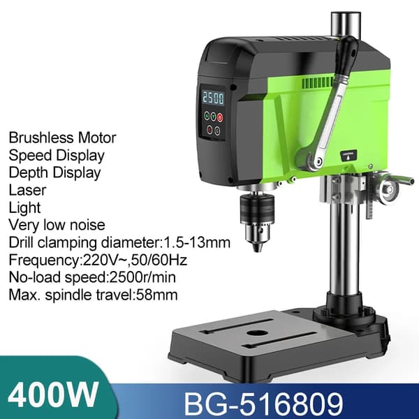 Mini bänkborrmaskin, variabel hastighet 0-2800 r/min, klämdiameter 1-16 mm,EU, BG-516809 (400W)
