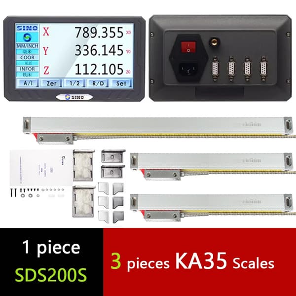 SINO SDS200S DRO, 3-aksers aflæsning, 0,005 mm opløsning,DRO Med 3PCS KA35