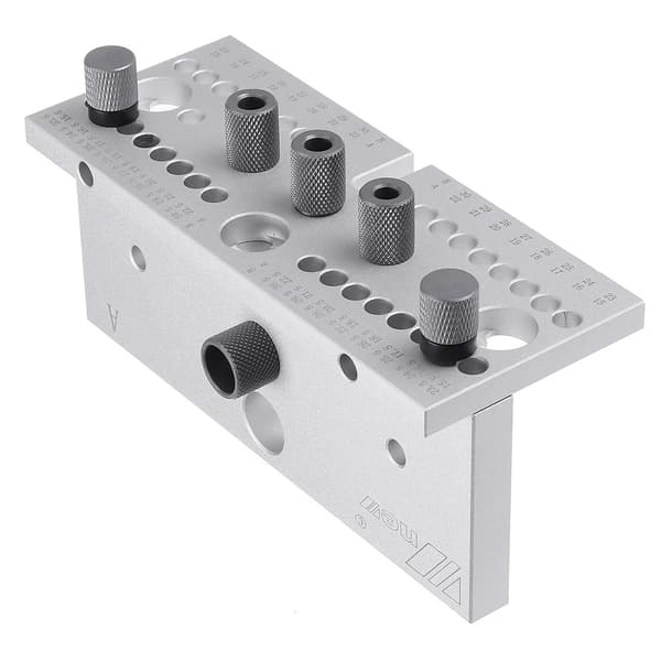 Træbearbejdnings Dowel Jig, Justerbar Tykkelse 15-30,5 mm, Inkluderer Boremuffer,Sølv Hul Punch