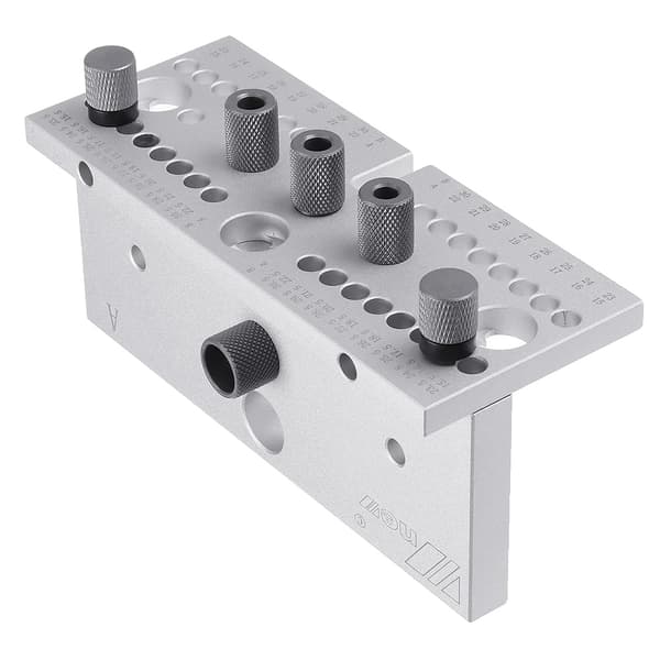 Træbearbejdnings Dowel Jig, Justerbar Tykkelse 15-30,5 mm, Inkluderer Boremuffer,Sølv Hul Punch