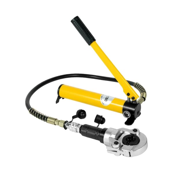 Hydrauliska krimpverktyg, 6 ton kompressionskraft, 9 st formar ingår,Gul
