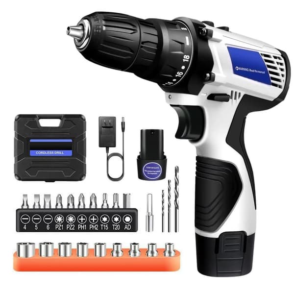 Batteridrevet boremaskine sæt, 45N m moment, dobbelt hastighed 1400RPM,Med 1XBattery