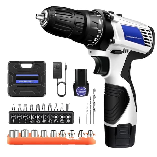 Batteridrevet boremaskine sæt, 45N m moment, dobbelt hastighed 1400RPM,Med 1XBattery