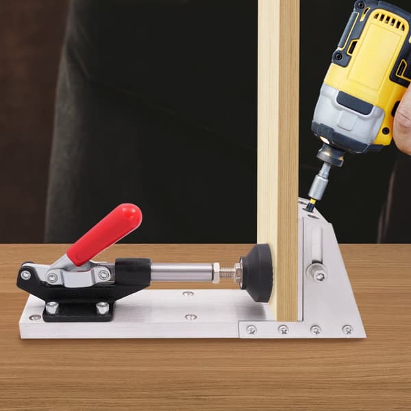 Træbearbejdnings skrå hulpositioner, justerbar dybde 12-45 mm, holdbar aluminiumlegering, præcisions boreguide.