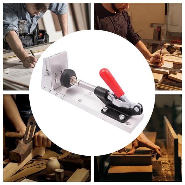 Træbearbejdnings skrå hulpositioner, justerbar dybde 12-45 mm, holdbar aluminiumlegering, præcisions boreguide.