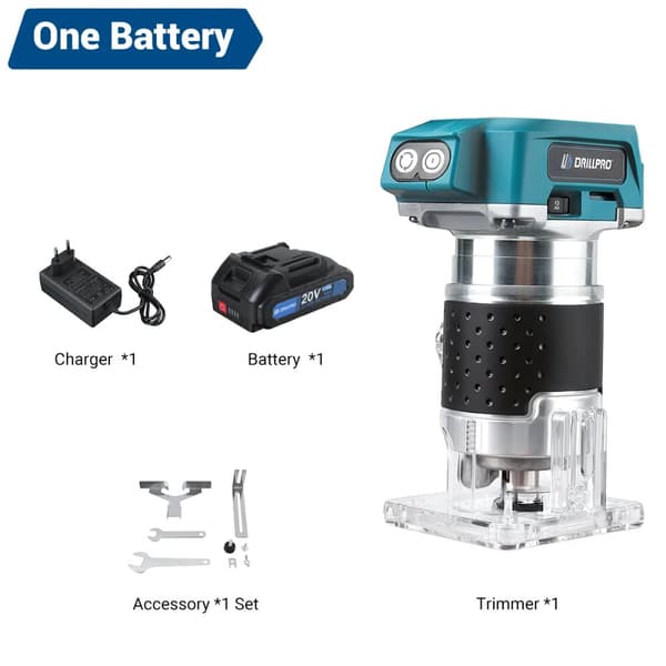 Drillpro Elektrisk Trimmer, 6 Hastigheder, Trådløs Drift,En batteri