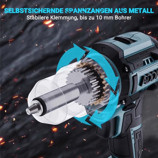 Batteridrevet boremaskine sæt, 24+3 slagfunktioner, 3-trins gear, LED lys,EU
