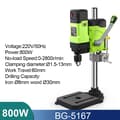 Miniatyrbillede 2 af 2: Mini Bænkbor, Variabel Hastighed 0-2800 o/min, Klemmediameter 1-16 mm,EU, BG-5167 (800W)