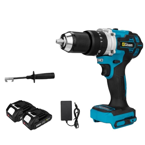 Borrlös Elektrisk Borrmaskin, 650 Nm Vridmoment, 18V Batterikompatibel,2 Batteri