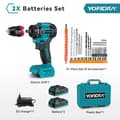 Miniatyrbillede 2 af 2: Børsteløs Elektrisk Skruetrækker Boremaskine, 2-Hastigheds Kontrol, 21 Niveauer af Moment,EU, 2 Batteri Stil A