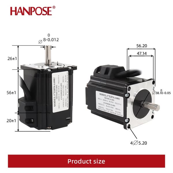 Servo motor, 1,3 N.m holdende moment, 4 A strøm, 2 fase,57EH56-CL57 Sæt