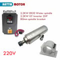 Miniatyrbillede 2 af 2: CNC Spindelmotor, 2,2 kW effekt, vandkølet system,Med VFD Klemme 220V