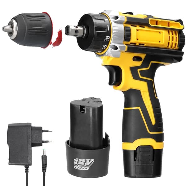 Elektrisk Skruetrækker, 12 V Lithium Boremaskine, Hammerboremaskine, Multifunktionsværktøj,EU