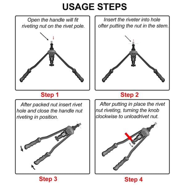 Rivetsverktygssats, Mångsidig bilreparationsapplikation, Omfattande mandrelsats, Ergonomisk design