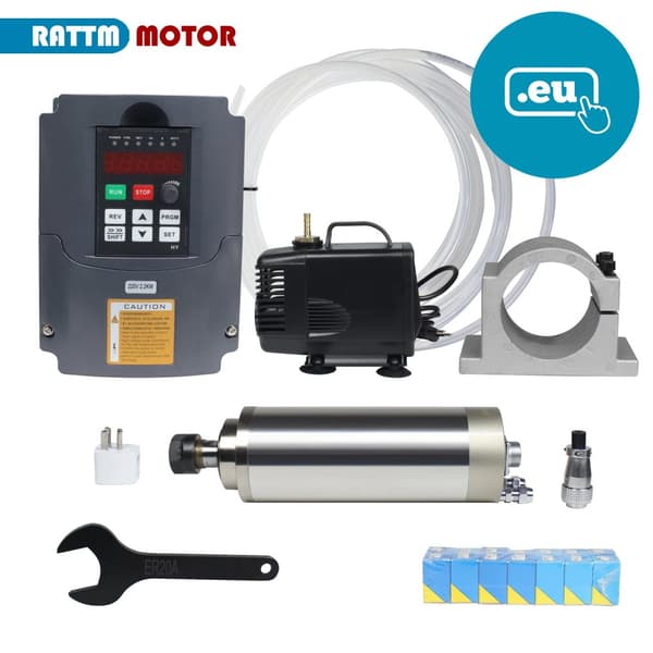 2,2 kW vandkølet spindelmotor, ER20 collet, 24000 omdr./min hastighed,seks-delt sæt