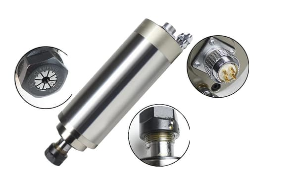 2,2 kW vandkølet spindelmotor, ER20 collet, 24000 omdr./min hastighed,Kun spindel