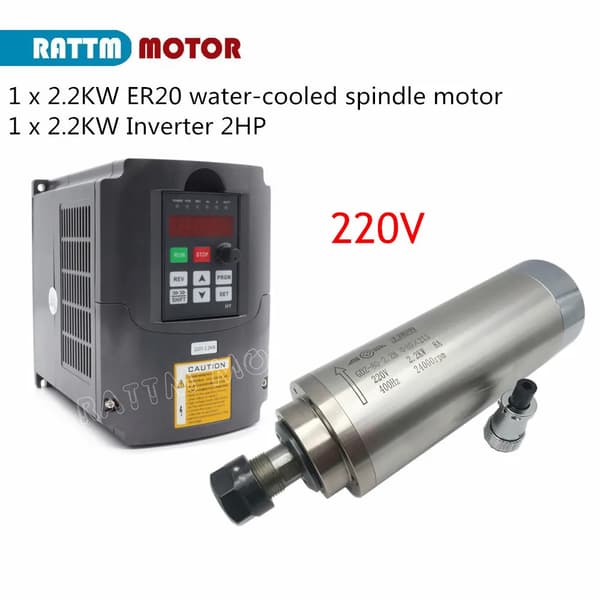 CNC Gravering Spindelmotor, 2,2KW Effekt, 24000RPM Hastighed,Med VFD 220V