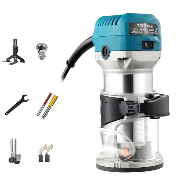 220V Elektrisk Trimmer Router, 2000W Effekt, Justerbar Hastighetskontroll,Blå