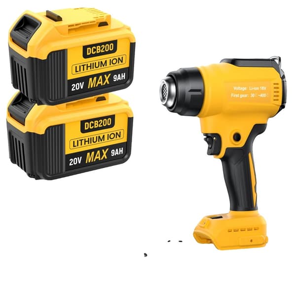 Trådløs Varmluftpistol, 18V Batteri, Variabel Temperaturkontrol,2BAT 1 varmepistol