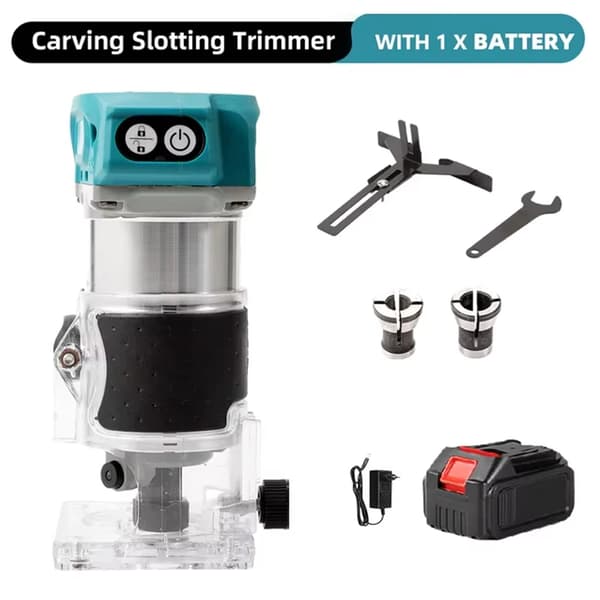 Borstlös Trätrimmare, Justerbar Hastighet, Mångsidiga Chuckstorlekar,Med 1XBattery