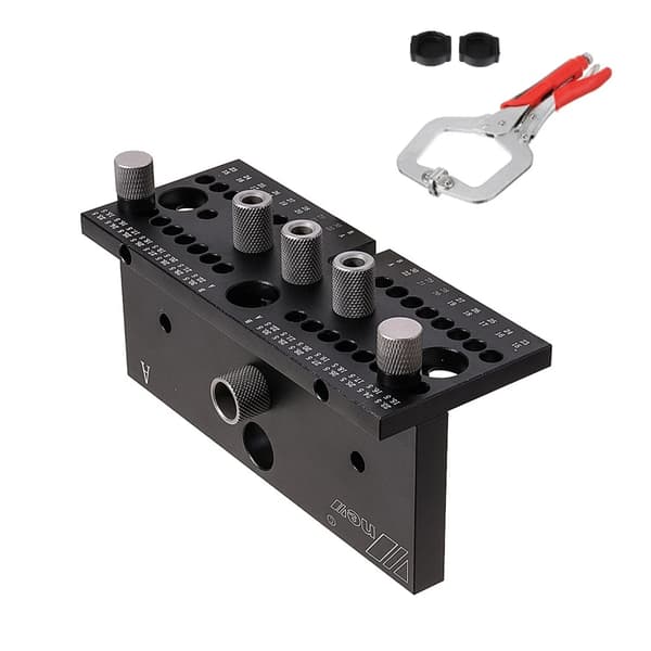 Træbearbejdnings Dowel Jig, Justerbar Tykkelse 15-30,5 mm, Inkluderer Boremuffer,Sort sæt