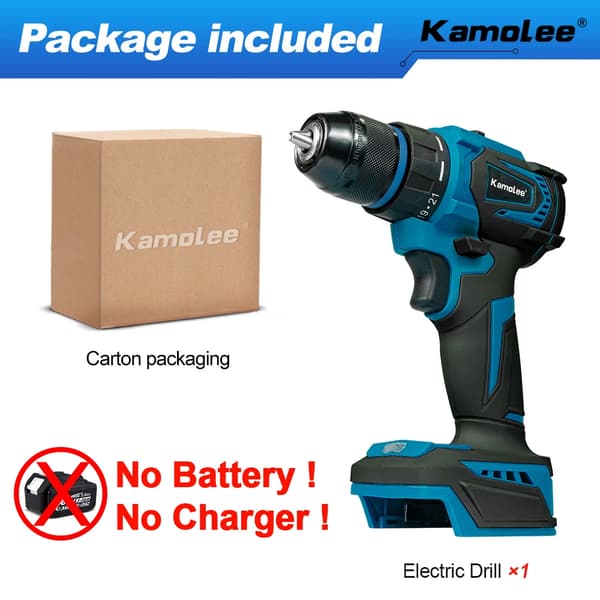 Kamolee Elektrisk Slagbor, 18V, Børsteløs Motor,Ingen batterikarton, EU