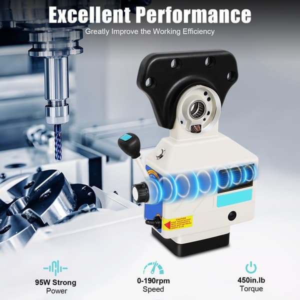 Power Feed Table Fräsmaskinsdrivkit, 95W Ren Kopparmotor, Hastighetsjusteringar upp till 190 varv/min, Hållbar Aluminiumlegering Konstruktion