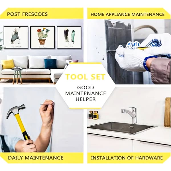 Hushållsreparationsverktygssats, 88 delar, hållbar stålkonstruktion, ergonomisk design