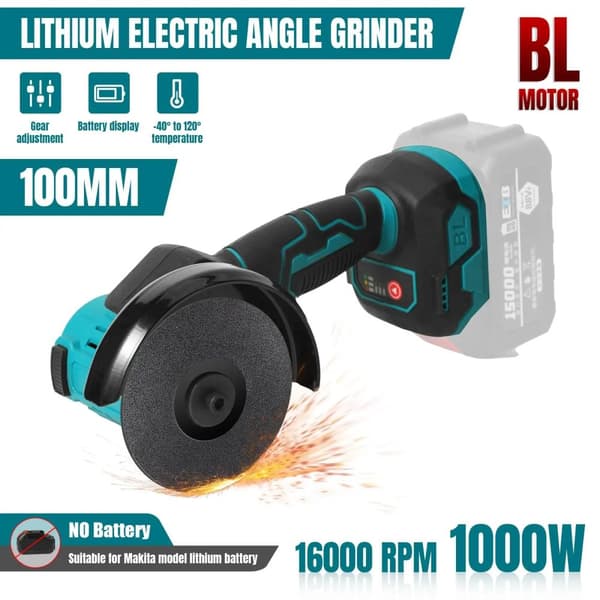 100MM Elektrisk Vinkelsliber, Nominel Effekt 1000W, 3 Hastighedsindstillinger,Ingen batteri