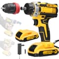 Miniatyrbillede 1 af 2: 21V Elektrisk Skruetrækker, 2i1 Lithium Boremaskine, Justerbar Hastighed,Gul