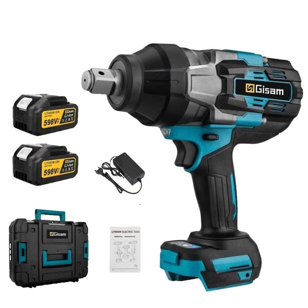 Elektrisk Slagnyckel, Kraftfullt Vridmoment, Borstlös Motor,2 Batteri Set