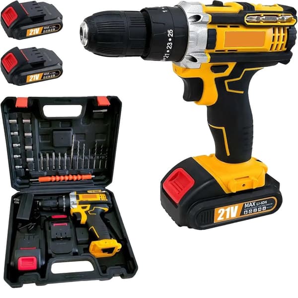 Batteridrill, 1800RPM utan belastning, 21V hög spänning,Med 2XBatteri