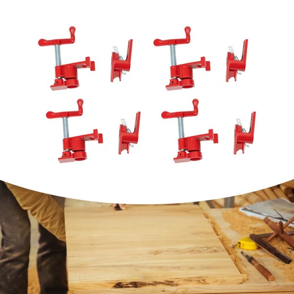 Sæt af rørklemmer til limning af træ, holdbart støbejern, stabilt design, nem fastgørelse af rør.