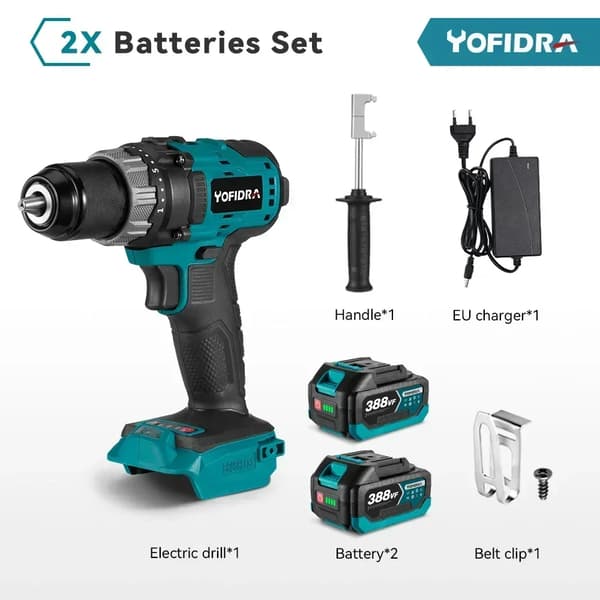Sähkökaira, 650N.m vääntö, 18-20V 15000mAh akku,2 Pariston EU-pistoke, EU