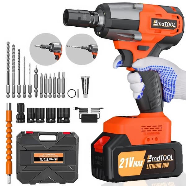21V Lithium Ion Børsteløs Elektrisk Boremaskine, 2-Hastigheds Funktion, Ergonomisk Design,ORANGE