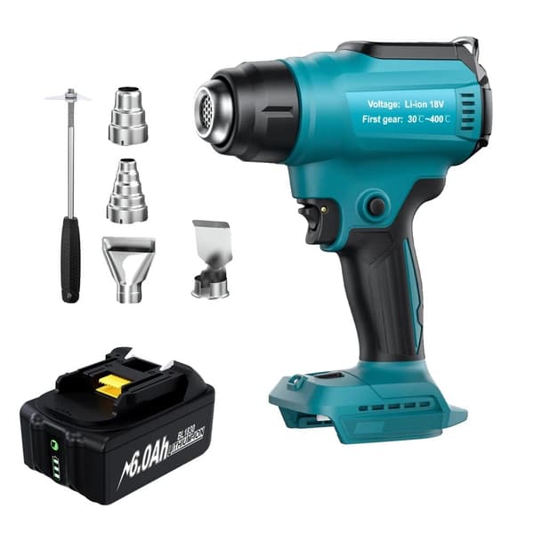 Trådløs varmepistol, 350W effekt, 30°C - 990°F temperaturinterval,Sæt