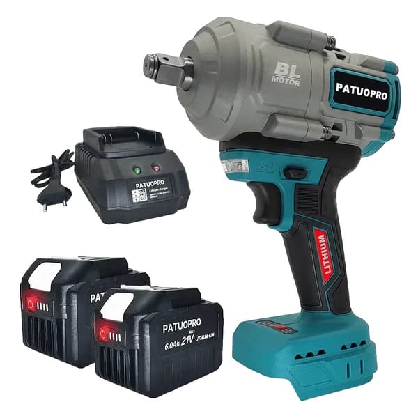 Batteridriven Slagskruvdragare, 1800N.m Moment, 2400 Slag Per Minut,2ST 6.0Ah Batteri, EU
