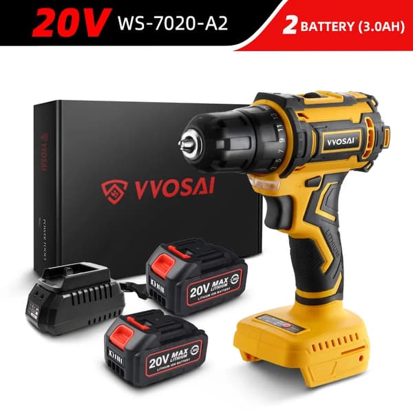 20V Trådløs Boremaskine, 50N.m Moment, Børsteløs Motor,20V WS-7020-A2