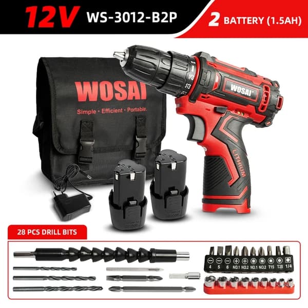 Elektrisk skruetrækker, 12V Lithium-Ion batteri, 2-hastigheds trådløs kraftdriver, 12V WS-3012-B2P, EU