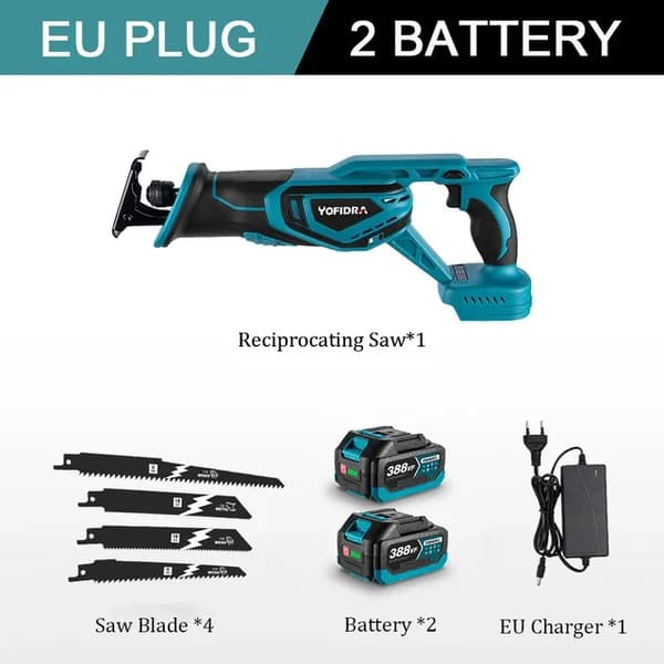 Gungsåg, borstlös motor, 4 st sågblad, 2 batteri EU-kontakt, EU