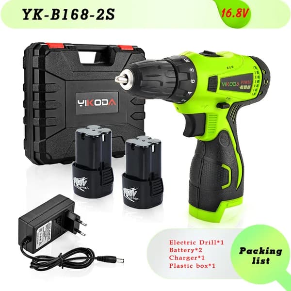 Elektrisk skruetrækker, trådløs, genopladelig, YK-B168-2S