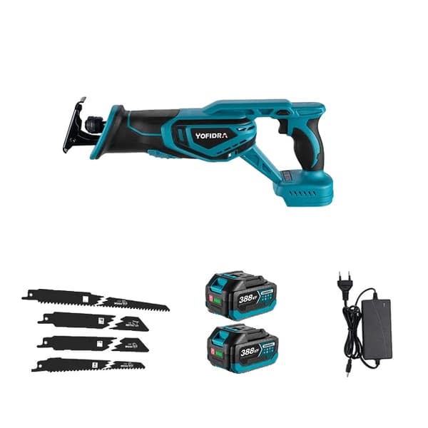 Reciprocating sav, 3000W strøm, børsteløs motor, 2 batteri EU-stik, EU